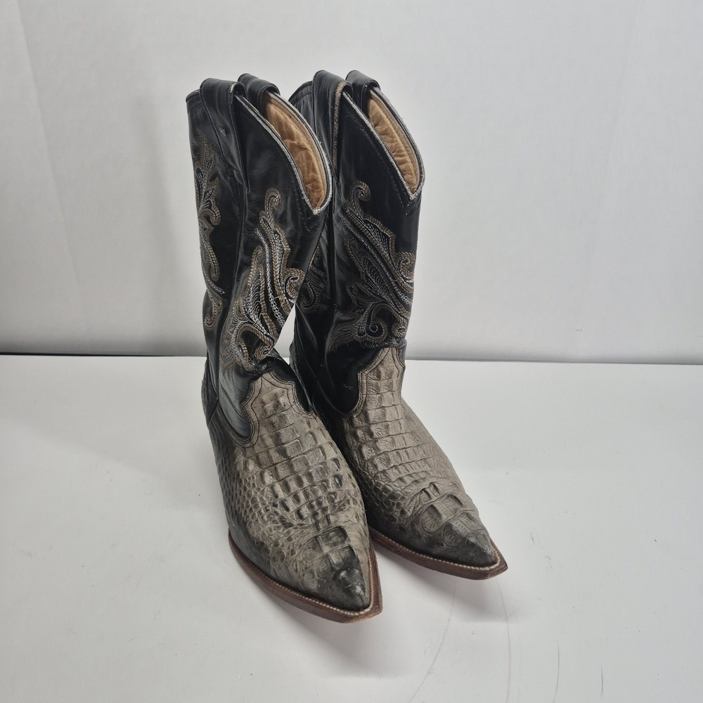 Vintage Rudel Rogers Crocodile Embossed Cowboy Boots Men's 8 D Western